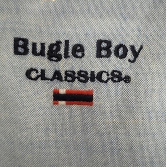 Bugle Boy Classics Vintage Blue Red Striped Short Sleeve Button Up Men's Shirt - Picture 4 of 13